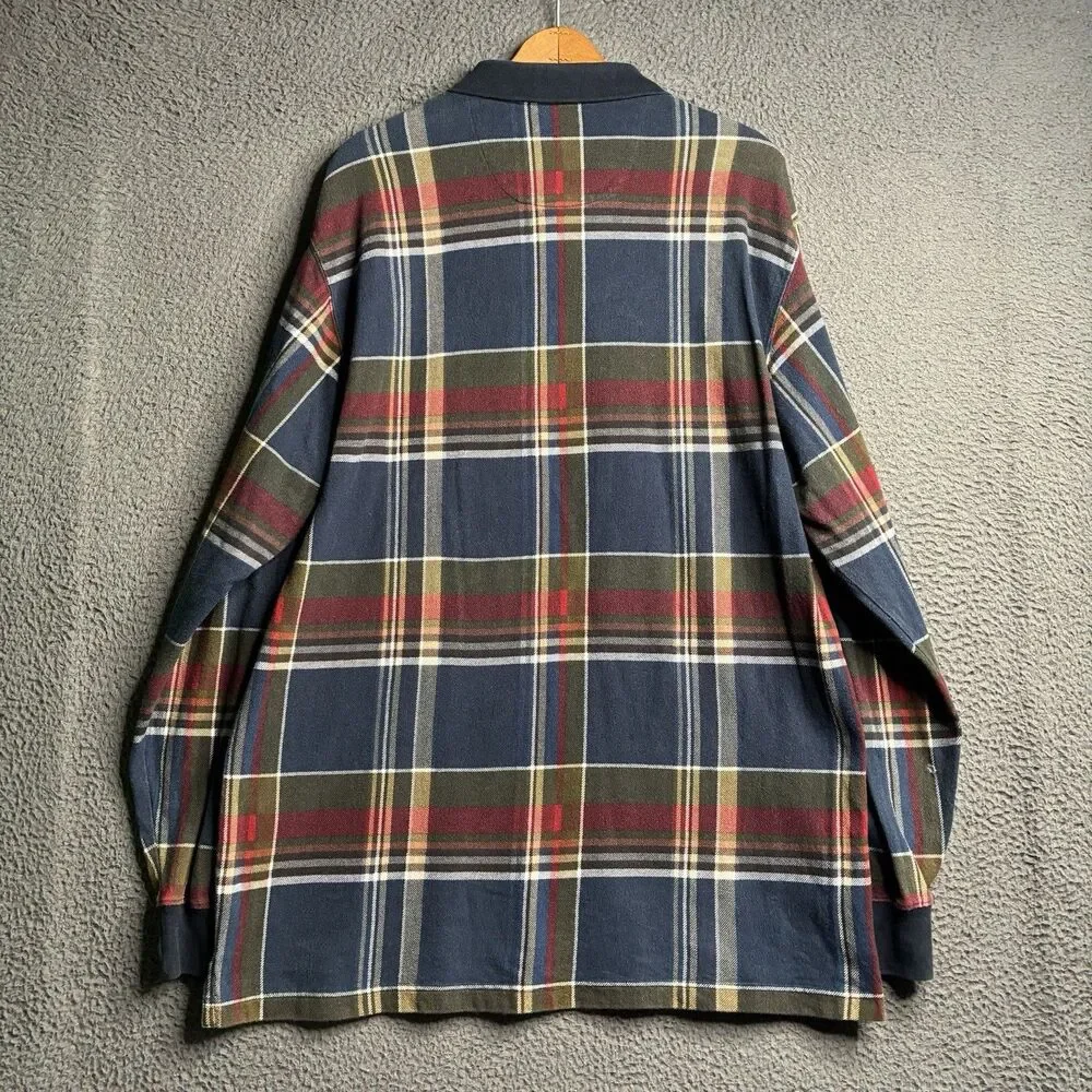 Vintage Chaps Ralph Lauren Polo Shirt Mens XL 90s Plaid Rugby Long Sleeve